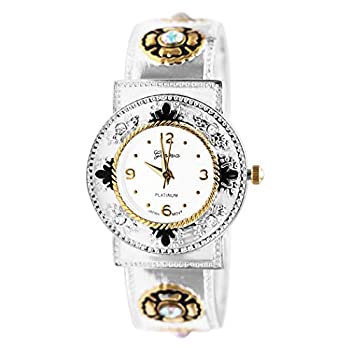 【中古】【輸入品・未使用】Rosemarie Collections レディース スタイリッシュ ツートンバングル ABクリスタルディテール カフブレスレットウォッチ|ムジカ&フェリーチェ店