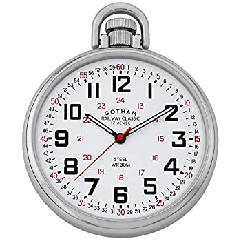 【中古】【輸入品・未使用】Gotham メンズ ステンレススチール 機械式手巻き式 鉄道スタイル 懐中時計 # GWC14106SX