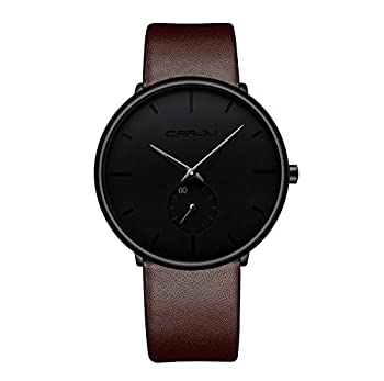 【中古】【輸入品・未使用】メンズウォッチ 超薄型ミニマリスト 防水 ファッション腕時計 メンズ ユニ ドレス レザーバンド付き%ｶﾝﾏ% ブラウン%ｶﾝﾏ% 4 cm｜ムジカ＆フェリーチェ店 12,960円