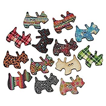 【中古】【インポート品・未当て嵌める】材木名取り草 テリア犬 １0個仕かける 木製 多彩 仕立てもの 名取り草 お得 材木ボタ アソート 壱父っつぁん (29x21粍) ざっかや。 (１０個セッ 手芸・クラフト・生地-裁縫材料-日用品雑貨・文房具・手芸