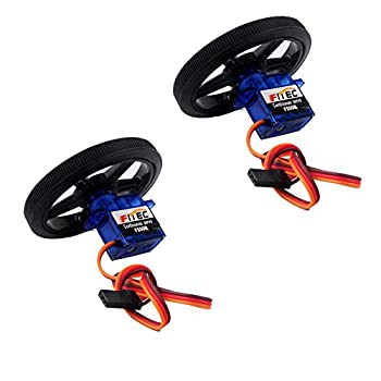 【中古】【輸入品・未使用】Feetech FS90R マイクロサーボ 360度連続回転サーボ 6V 9G 車輪付き 2点入り RCサーボ 900us-2100us [並行輸入品]｜ムジカ＆フェリーチェ店