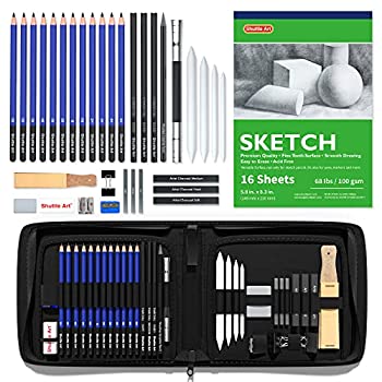 【中古】【輸入品・未使用】Shuttle Art スケッチ鉛筆 デッサンツール 子供や大人も適用な絵具 37点 ポップアップ式 ポータブル 収納カース付き 素描初心者 アーティスト 美|ムジカ&フェリーチェ店