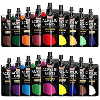 【中古】【輸入品・未使用】Shuttle Art アクリル絵の具 ポーリングアート 18色セット スパウトパック 120ml フルイドアート 速乾 防水 耐久 キャンバス/ガラス/陶器に描け|ムジカ&フェリーチェ店