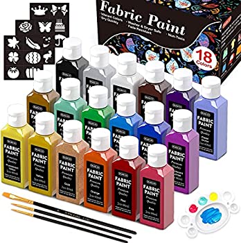 【中古】【インポート品・未当て嵌める】Shuttle Art 布描きえの具 18色仕かける 60ml 布えのぐ 布用えの具 洗える 落ちない 染めつける用 ファブリックペイント ペイントブラシ・ステンシル・パ 文房具・事務用品-日用品雑貨・文房具・手芸-画材