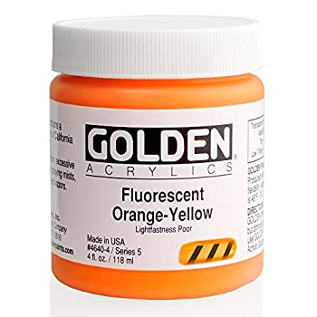 【中古】【輸入品・未使用】4 Oz Heavy Body Fluorescent Acrylic Color Paints Color: Orange-Yellow by Golden Artist Colors
