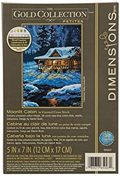 【中古】【インポート品・未当て嵌める】Dimensions ゴールド寄せあわせ カウントクロスステッチキット 月明かり船室 18個 ネイビーブルー アイダ 5in x 7in