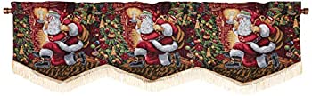 【中古】【輸入品・未使用】(Santa Claus Design) - Violet Linen Seasonal Santa Claus Design Window Valance|ムジカ&フェリーチェ店