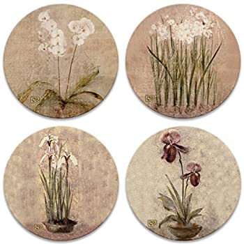 【中古】【輸入品・未使用】CoasterStone AS465 Subtle Flowers Absorbent Coasters%カンマ% 4-1/4-Inch%カンマ% Set of 4|ムジカ&フェリーチェ店