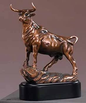 【中古】【インポート品・未当て嵌める】Wall Street Bull Standing Tall???Bronze Finish Statue