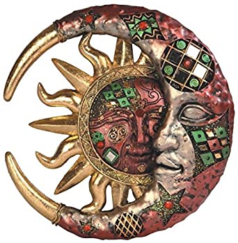 【中古】【インポート品・未当て嵌める】赤いこと・クラック・モザイク・クレセント・ムーン＆サン ウォール飾りつけ 真っ赤モザイックの三日月とお日さま 刻みつける 塑像群(並行輸入品)