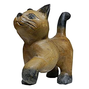【中古】【インポート品・未当て嵌める】（並行輸入品） アジアン雑貨 ねこの木彫り(おほっつき歩く猫・小)