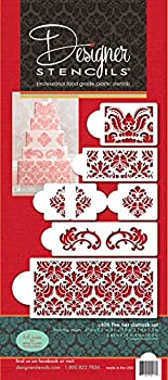 【中古】【インポート品・未当てはめる】Designer Stencils C406 Martha Stewart\u0027s Damask Cake 5-Tier Cake Stencil Set%ｶﾝﾏ% Beige/Semi-Transparent by Designer Stencils