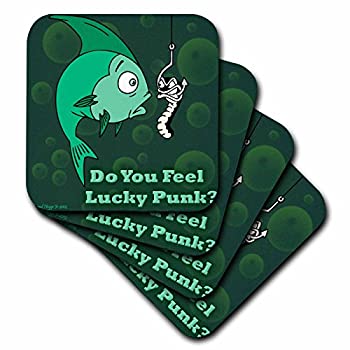 【中古】【輸入品・未使用】(set-of-4-Soft) - 3dRose cst_55534_1 Fishing Humour on Green Background Soft Coasters%ｶﾝﾏ% Set of 4｜ムジカ＆フェリーチェ店