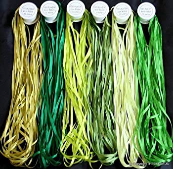 【中古】【インポート品・未当て嵌める】New 7粍 Size ThreadNanny 6 Spools of 100% Pure Silk Ribbons - Green Tones - 60 mts x 7粍 by ThreadNanny