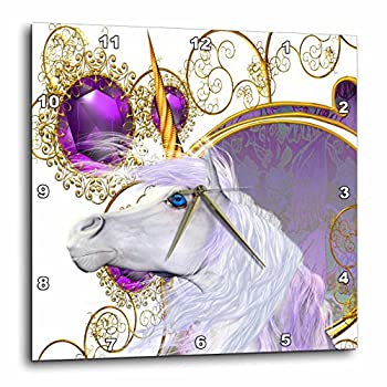 【中古】【インポート品・未当て嵌める】3dRose DPP_61478_3 If You Like Unicorns 素晴らしいホワイトユニコーンは貴石の周囲の状況にあなたの日の壁時辰儀を明るくします 15 x 15in