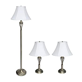 【中古】【輸入品・未使用】Elegant Designs LC1001-ABS Three Pack Lamp Set (2 Table Lamps%ｶﾝﾏ% 1 Floor Lamp)%ｶﾝﾏ% Antique Brass [並行輸入品]｜ムジカ＆フェリーチェ店