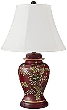 【中古】【インポート品・未当て嵌める】Oriental Furniture Golden Foliage瀬戸もの時刻表照明ランプ 赤いこと JCO-X9556