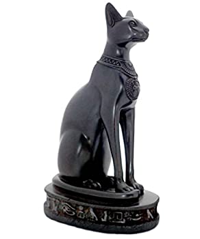 【中古】【インポート品・未当てはめる】Bastet Cat Goddess Statue Collectible Figurine???Made インチ Egypt and Packaged インチ Decorative Hieroglyphicボックス席 L 黒いこと Bastet_Lrg_Bl