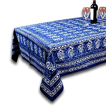 【中古】【インポート品・未当て嵌める】Hand Made Dabu立ちはだかる刷り上げる100?%綿織物テーブルクロス60?x 90矩形Astonishing