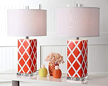【中古】【インポート品・未当て嵌める】Safavieh Lighting Collection Garden Lattice Orange 27-inch Table Lamp (Set of 2) by Safavieh