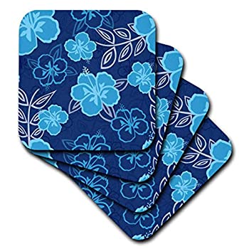 【中古】【輸入品・未使用】(set-of-4-Soft) - 3dRose cst_203418_1 Blue Hawaiian Hibiscus Pattern Soft Coasters%ｶﾝﾏ% (Set of 4) [並行輸入品]