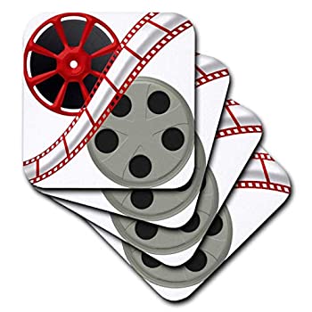 【中古】【インポート品・未当て嵌める】(set-of-8-Soft) - 3dRose Two Movie Reels with Movie Tape Down The Middle Illustration - Soft Coasters%ｶﾝﾏ% Set of 8 (cst_222687_2)