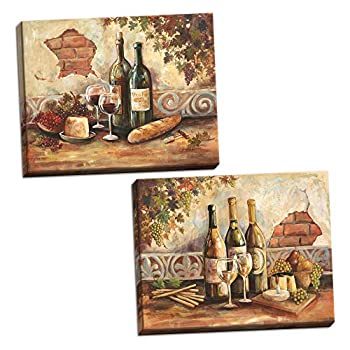 【中古】【輸入品・未使用】Bountifulワイン|素朴なイタリアワインチーズGrapes Vineyard Two 14x11in Hand-Stretched Canvases|ムジカ&フェリーチェ店