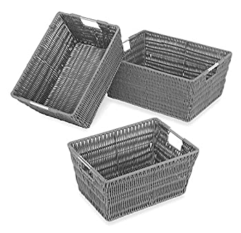 【中古】【輸入品・未使用】Rattique Basket Set of 3 Gray