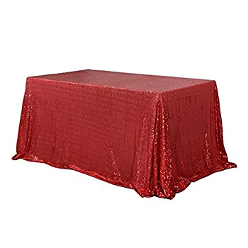 【中古】【輸入品・未使用】(Red) - TRLYC 150cm x 300cm Rectangular Sequin Tablecloth Red