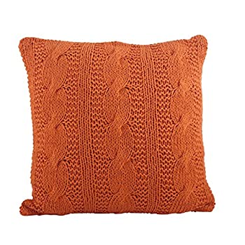【中古】【輸入品・未使用】SARO LIFESTYLE 1020 マッケナコレクション タンジェリン ケーブルニットデザイン ダウンフィルド コットン スローピロー 20インチ