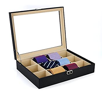 【中古】【輸入品・未使用】Tie Display Case for 12 Ties%ｶﾝﾏ% Belts%ｶﾝﾏ% and Men's Accessories Black Carbon Fibre Storage Box