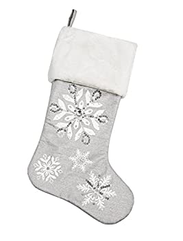 【中古】【輸入品・未使用】Comfy Hour Let It Snowコレクション 冬 雪の結晶 ストッキング クリスマスデコレーション 長さ18インチ シルバー