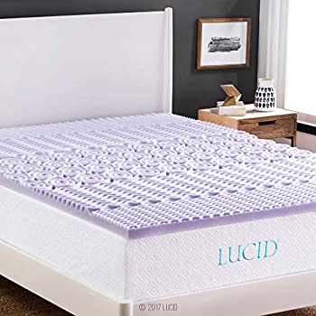 【中古】【インポート品・未当てはめる】LUCID 2in 5一廓 ラベンダー 低手向かい原料品 マットレストッパー ツイン