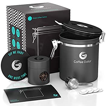 【中古】【輸入品・未使用】(Medium%ｶﾝﾏ% Gunmetal Grey) - Coffee Gator Stainless Steel Container - Canister with co2 Valve%ｶﾝﾏ% Scoop%ｶﾝﾏ% eBook and Travel Jar - M