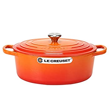 【中古】【インポート品・未当て嵌める】Le Creuset [ ル・クルーゼ ] SIGNATURE シグニチャー Cocotte Ovale 27 糎 ココットオーバル Orange オレンジ色 両手なべ 新生きて行く [並行輸入品]