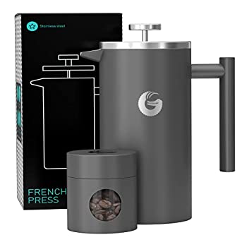 【中古】【輸入品・未使用】Coffee Gator フレンチプレス コーヒーメーカー 1000ml（グレー） ステンレス製で頑丈・保温性 約４杯分 携帯用ミニ容器付 22,808円