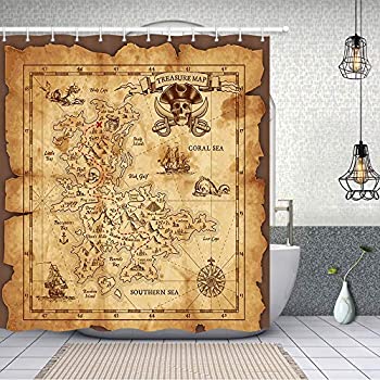 【中古】【輸入品・未使用】NYmB古いマップPirate Shipバスカーテン69?x 70インチ防かびポリエステル生地のシャワーカーテンFantastic Decorations｜ムジカ＆フェリーチェ店