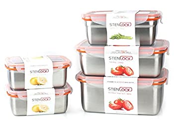【中古】【輸入品・未使用】[ステンロック] STEN LOCK ステン ステンレススチール 密閉容器 長方形 保存容器 5種セット 海外直送品 (STEN LOCK Stan airtight containers5 S