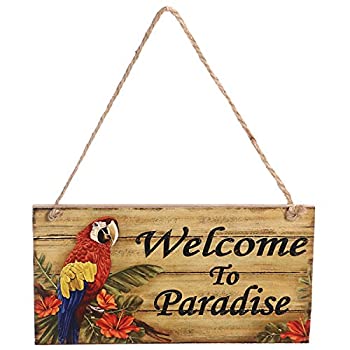 【中古】【輸入品・未使用】bestoyard Welcome to Paradise木製Signsハワイアンルアウ夏ビーチパーティーHanging Signウォールサイン装飾
