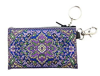 【中古】【インポート品・未当て嵌める】組織宗教ギフトタペストリークロスキーチェーン 数珠硬貨御釣り入れもの 合切袋 紙入れ パープル 青み 4 3/4in