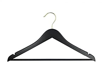 【中古】【インポート品・未当て嵌める】NAHANCO 20217WBGH Wooden Suit Hanger%ｶﾝﾏ% 17%ﾀﾞﾌﾞﾙｸｫｰﾃ%%ｶﾝﾏ% Low Gloss Black with Gold Hardware (Pack of 100) 141［並行輸入］