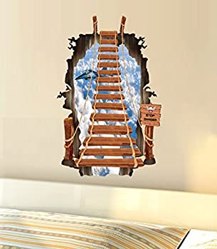 【中古】【輸入品・未使用】3D 壁のステッカー/壁画アートデカールのデコレータを介して自己接着性の取り外し可能なブレイク 3001Lスリルはしご(70 x 100cm)[並行輸入品]