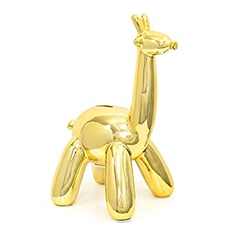 【中古】【輸入品・未使用】Humans Balloon キリン貯金箱 クールでユニークなセラミック製貯金箱 高光沢仕上げ ゴールド|ムジカ&フェリーチェ店
