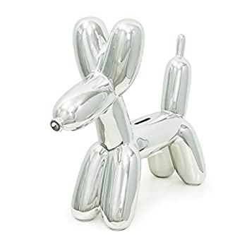【中古】【輸入品・未使用】Humans Balloon Dog Money Bank ユニークなセラミック製貯金箱 高光沢仕上げ シルバー|ムジカ&フェリーチェ店