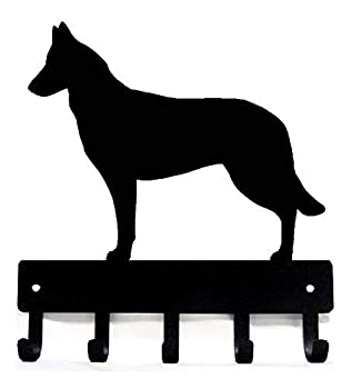 【中古】【インポート品・未当て嵌める】The金属元素Peddler Belgian Malinois手がかり仕合わせ/犬リーシュハンガーフック5 Large 9 inch wide 黒いこと KR-BelgianMalinois-LG