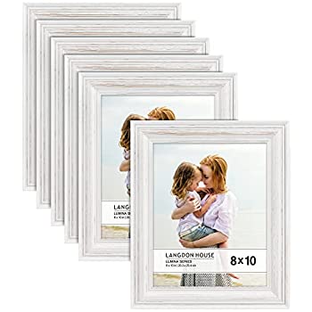 【中古】【輸入品・未使用】Langdons 天然木製 8x10 写真フレーム （6個パック、ウェザードホワイト - ゴールドアクセント）ホワイト 木製写真立て 8x10インチ/203 x 254mm｜ムジカ＆フェリーチェ店