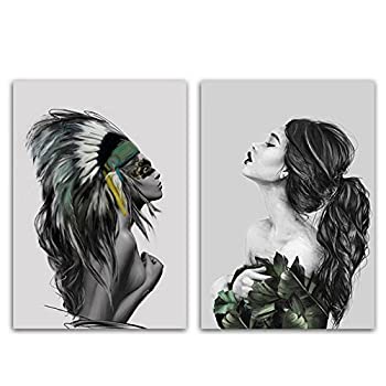 【中古】【輸入品・未使用】ノルディック近代抽象的なインクジェットキャンバスペインティング女性アートポスタープリント壁飾り50ｘ70ｃｍ [並行輸入品]