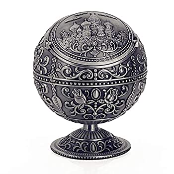 【中古】【輸入品・未使用】(Tin Color With Castle) - LAUYOO Vintage Ashtray with Lid for Cigarettes Metal Portable Ashtray for Outdoors Indoors Hand Stamped Windp｜ムジカ＆フェリーチェ店