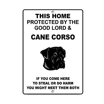 【中古】【輸入品・未使用】A Homim Cane Corso Dog Home Protected by Good Lord and Novelty メタルサイン 8インチ X 12インチ