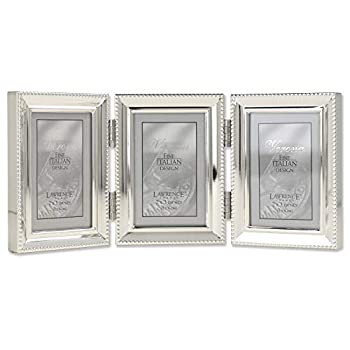 【中古】【輸入品・未使用】Lawrence Frames アンティーク 真鍮 写真フレーム 2.5x3.5 Triple シルバー 11623T